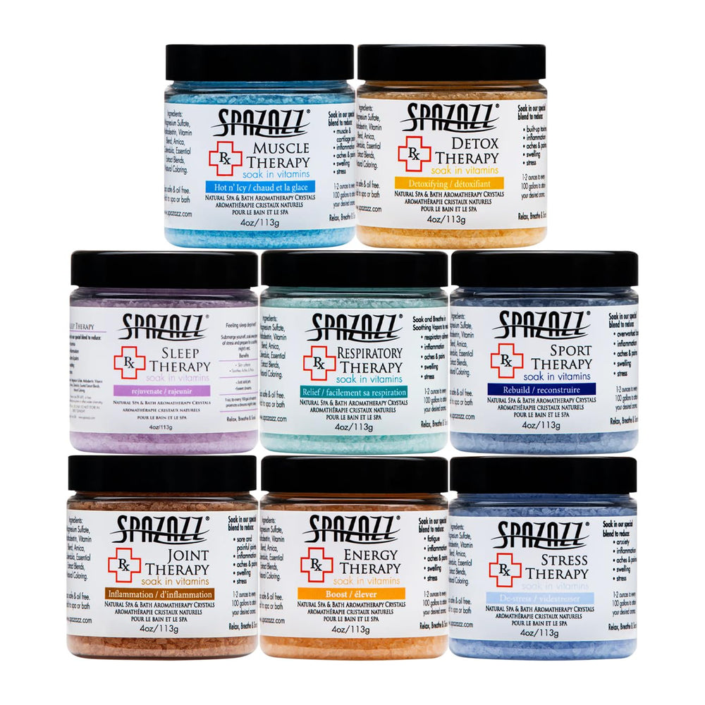 Spazazz RX Therapy Muscle crystal 4oz in a spa setting for muscle comfort
