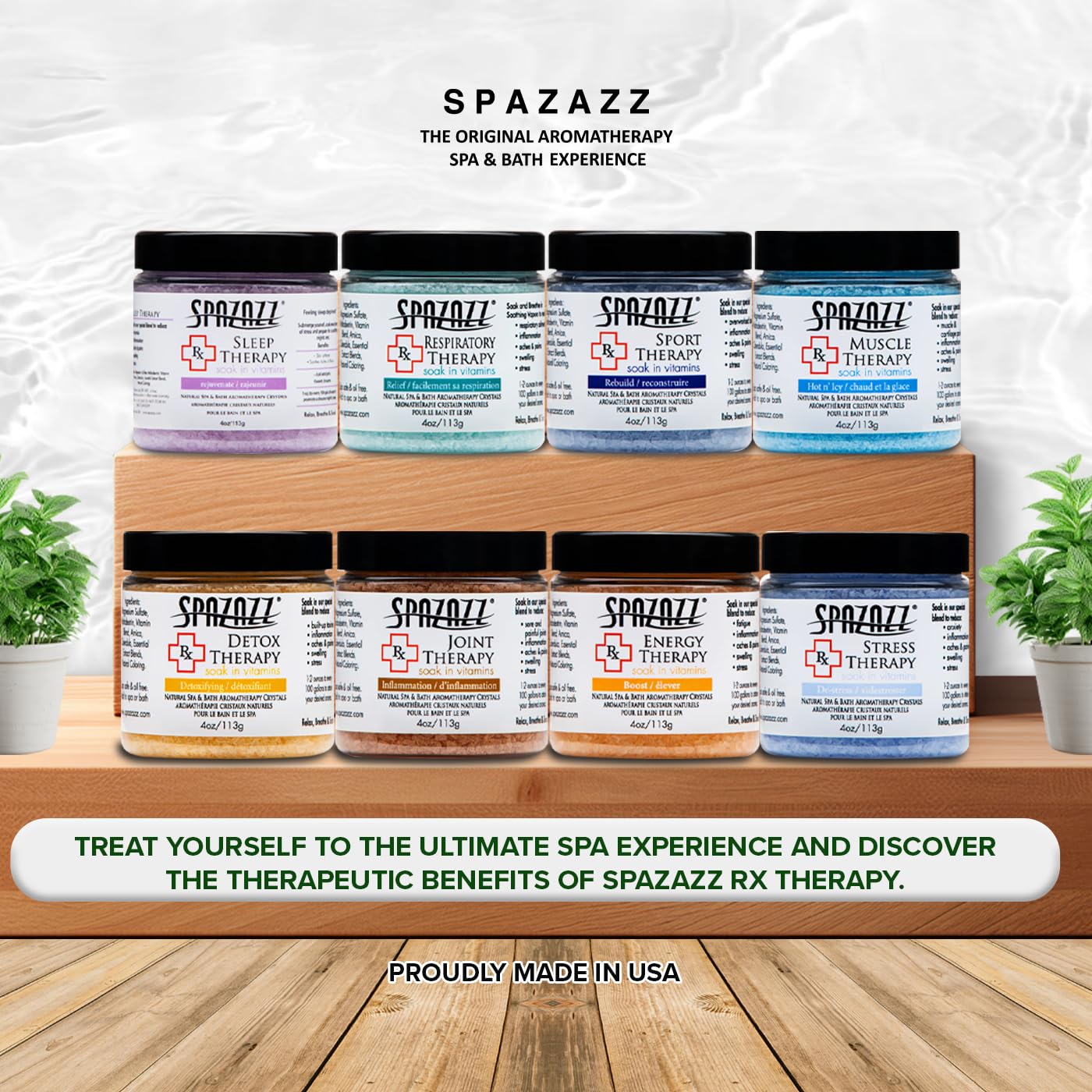 Spazazz RX Therapy Respiratory crystal 4oz promotes calm bathing ritual