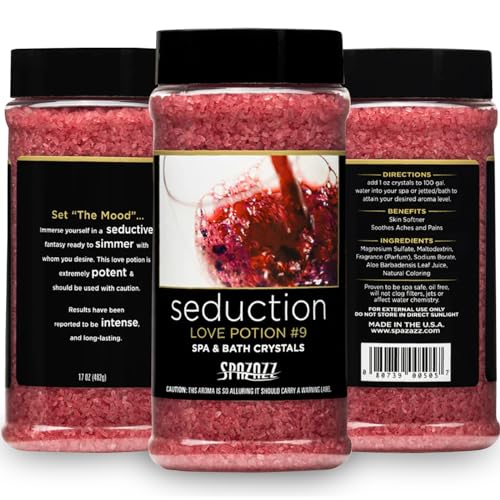 Spazazz Set The Mood aromatherapy crystals in the jar for relaxing ambiance.