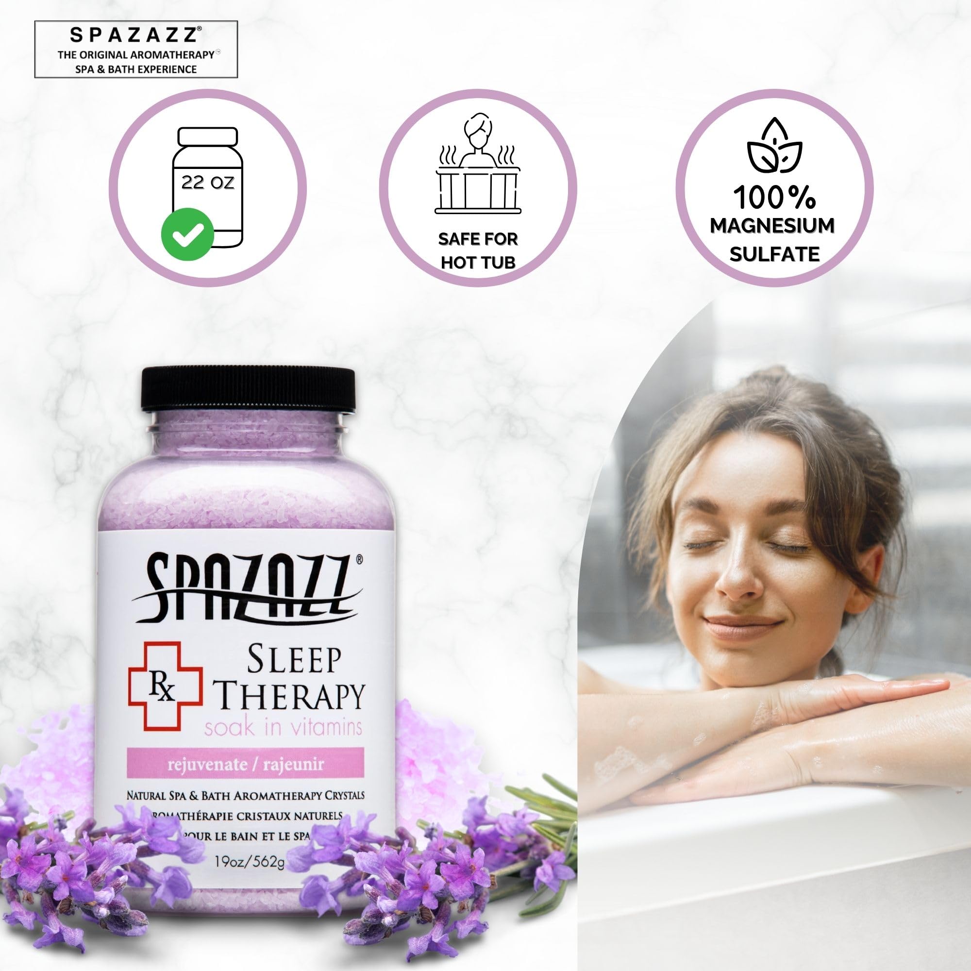 Spazazz Sleep Therapy in a tranquil hot tub setup