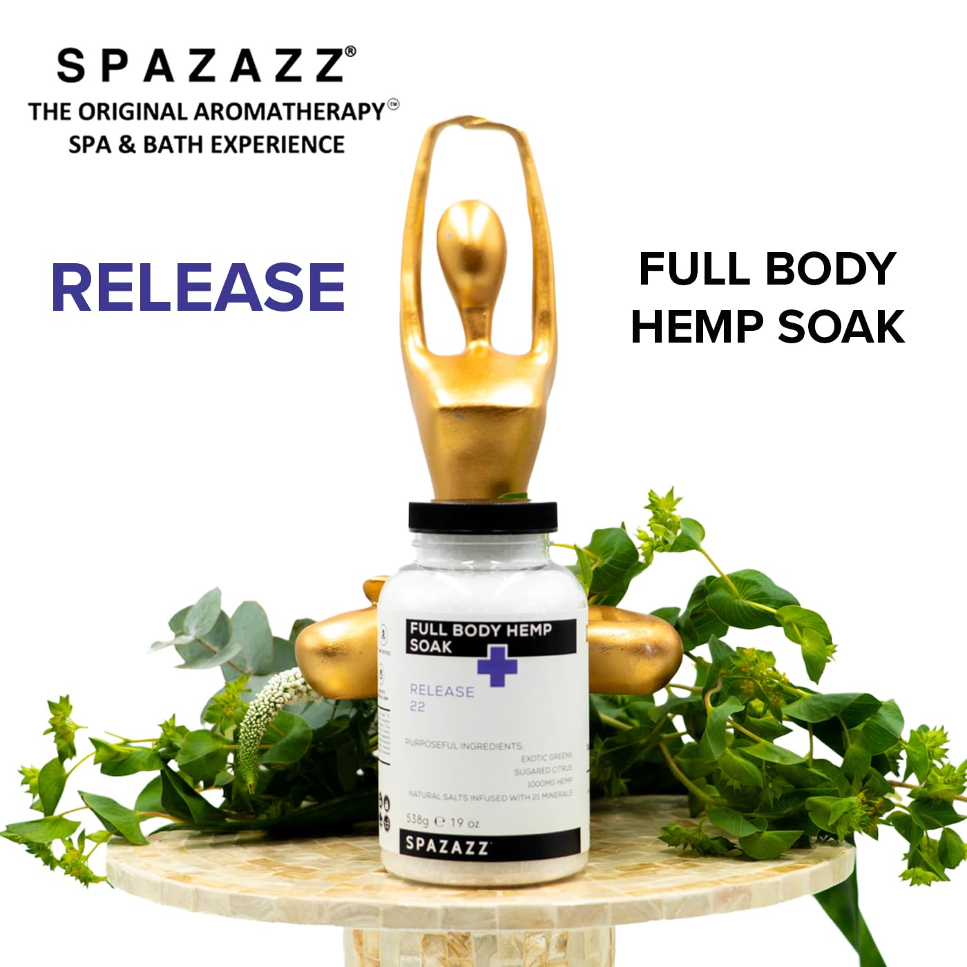 Spazazz Vitamin blend — nourishing minerals support a refreshed bath ritual.