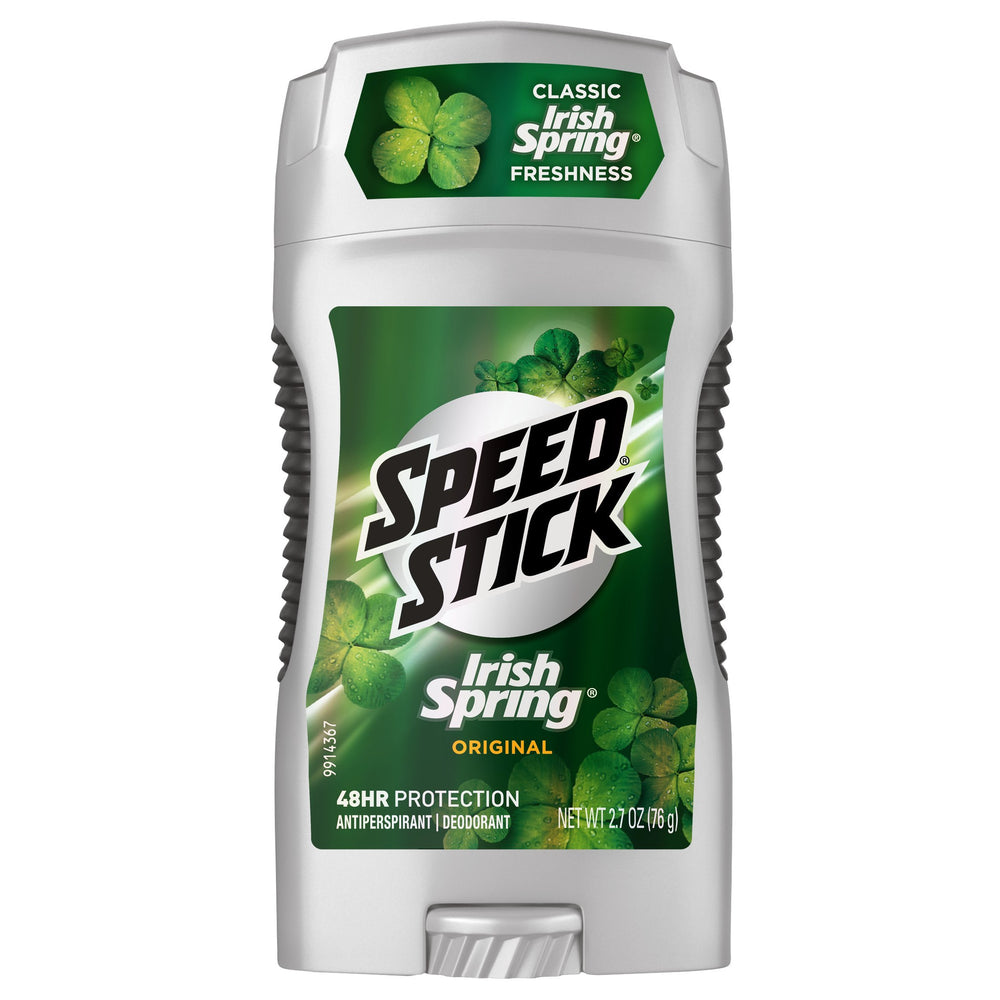 Speed Stick Irish Spring Original 6-pack front view for long-lasting freshness.