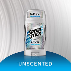 Speed Stick Power unscented deodorant stick for discreet daily wear.