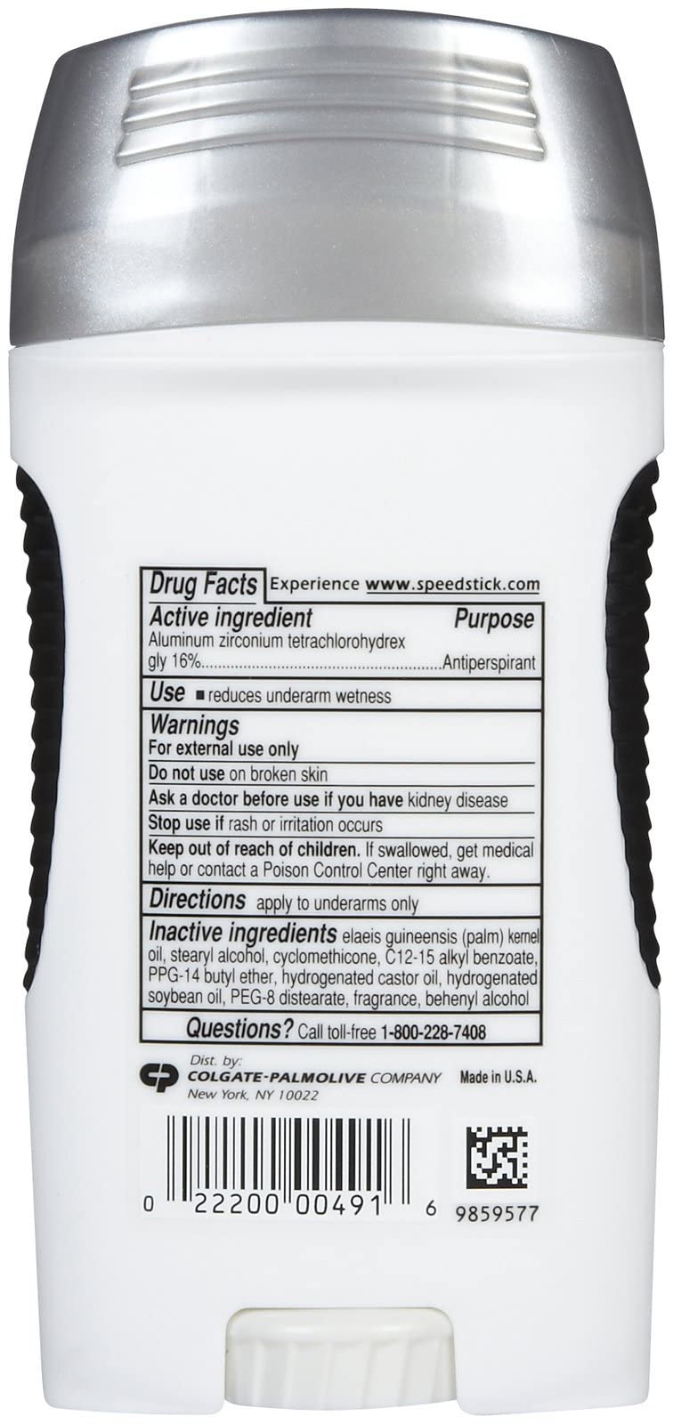 Speed Stick unscented solid 3oz stick-out image demonstrates easy one-handed use.