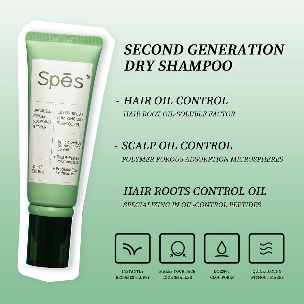 Spes dry shampoo being applied to absorb oil for lift and freshness