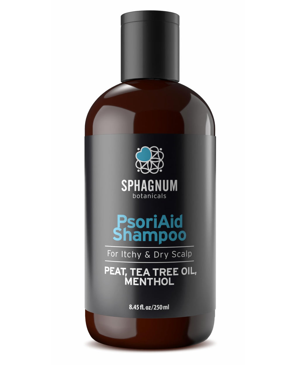 Sphagnum Botanicals peat mud shampoo bottle ready for soothing scalp care routine.