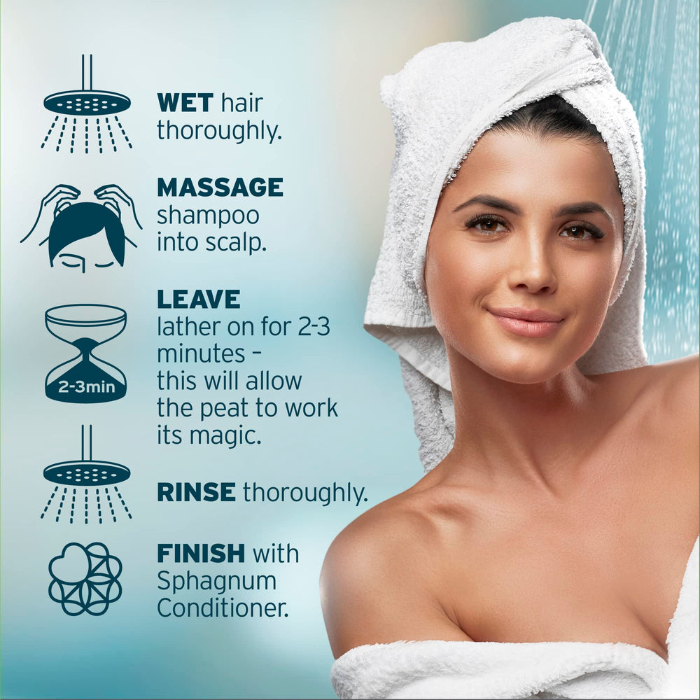 Sphagnum Botanicals psoriasis-friendly routine setup shows calm, comfortable scalp moment.