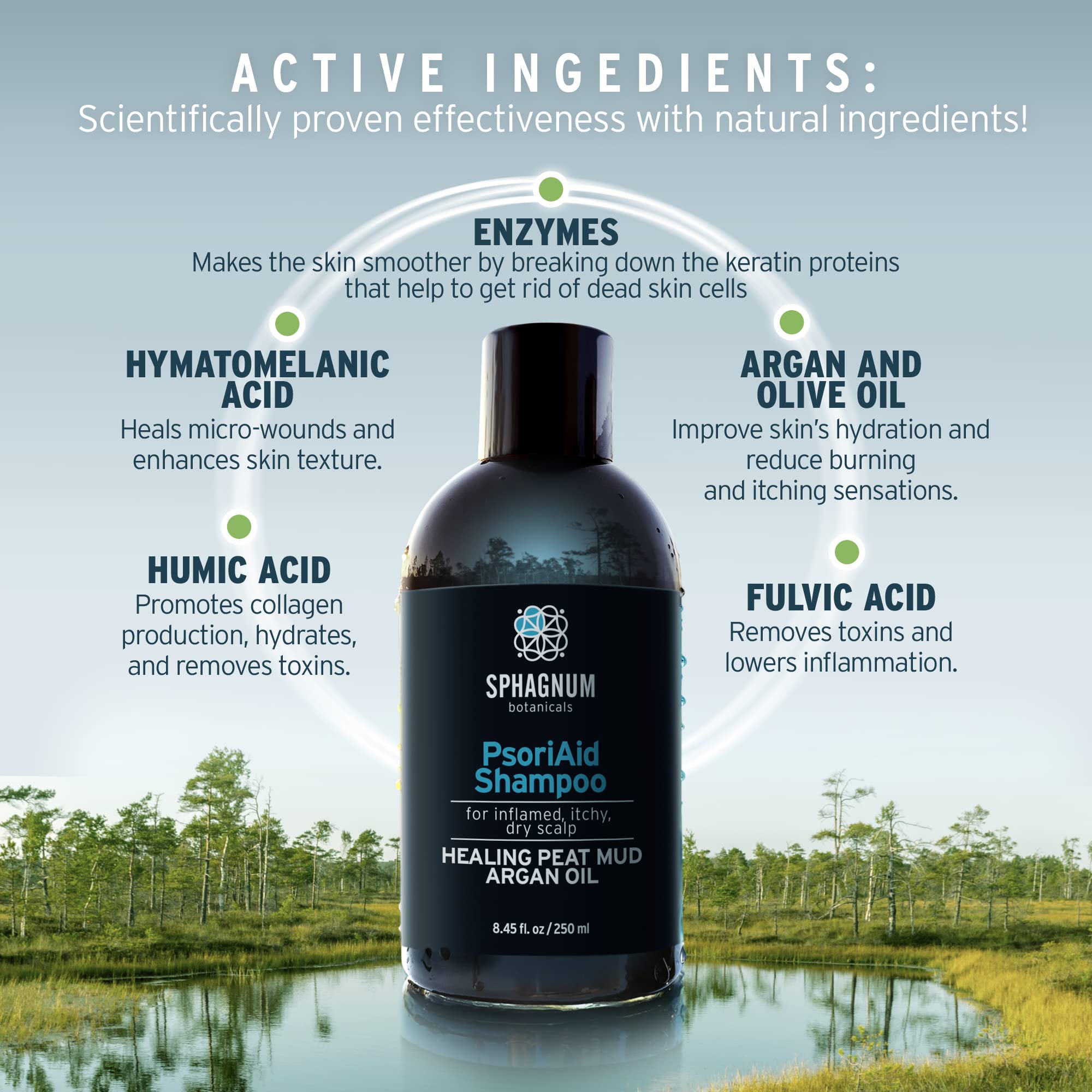 Sphagnum Botanicals tea tree oil bottle emphasizes balance for oily and dry scalps.