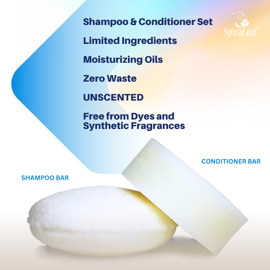 SpiraLeaf solid conditioner bar unscented nourishes hair without dyes or fragrances