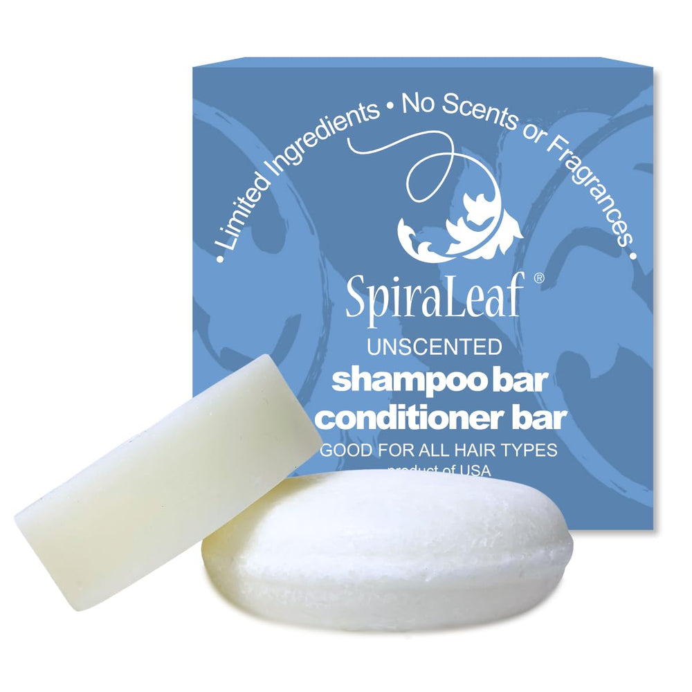 SpiraLeaf solid shampoo bar unscented cleanses hair with a lightweight, plastic-free approach