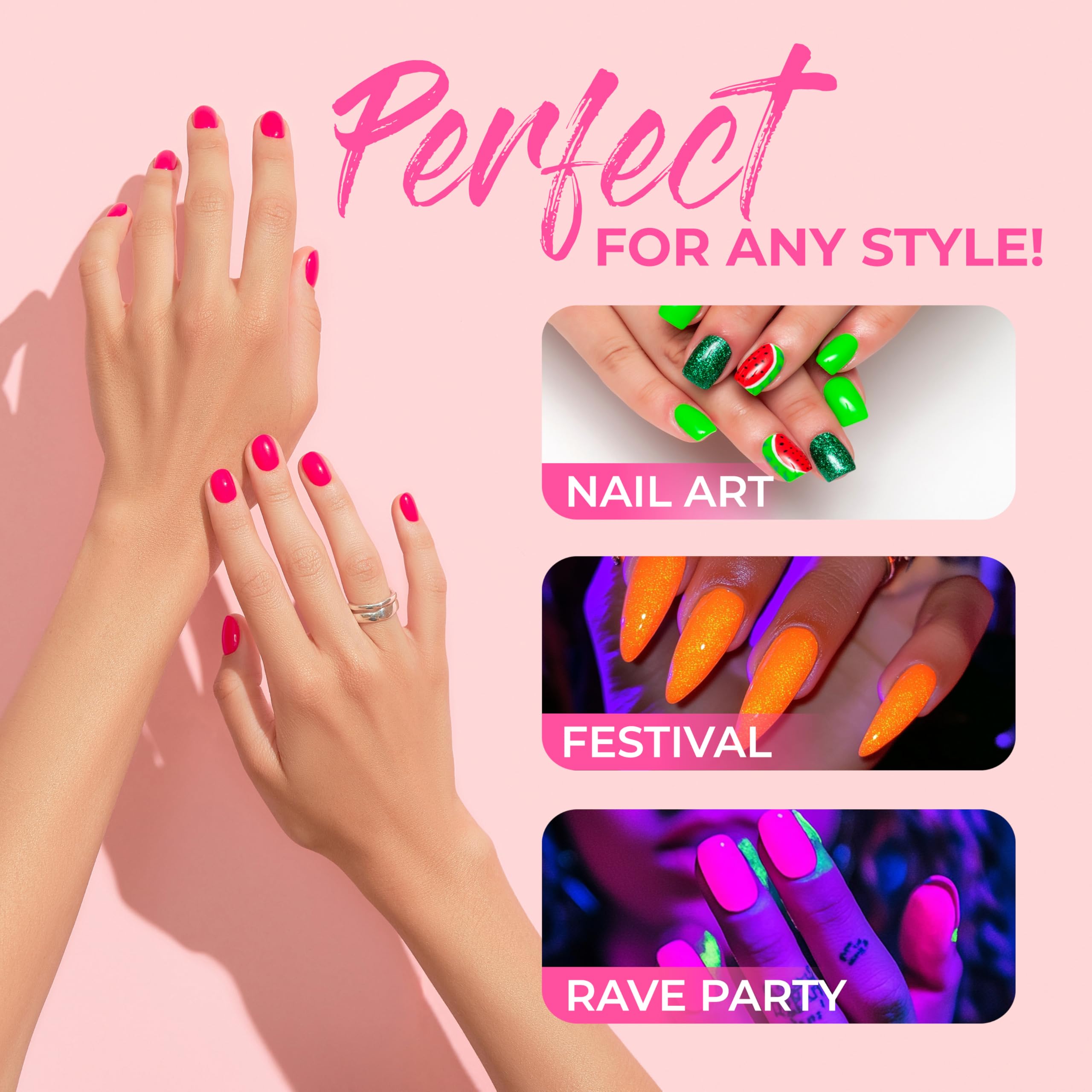 Splashes & Spills neon orange nail polish for festival-ready vibes.