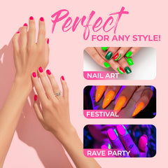 Splashes & Spills neon orange nail polish for festival-ready vibes.