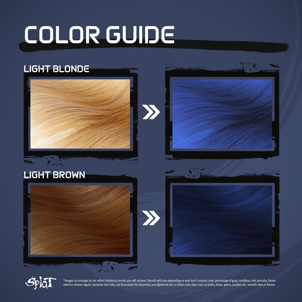 Splat Midnight Azure ultra-conditioning formula keeps hair soft during coloring.