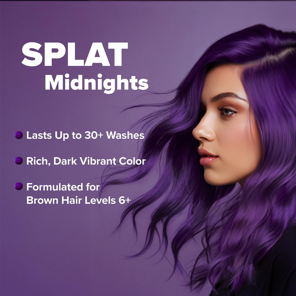 Splat Midnight Complete Kit untreated hair demonstrates bold shade uptake