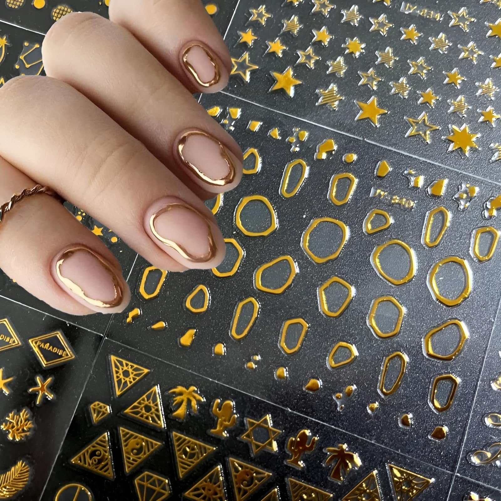 SPLOCUDU 3D self adhesive gold line sticker for quick chic nails