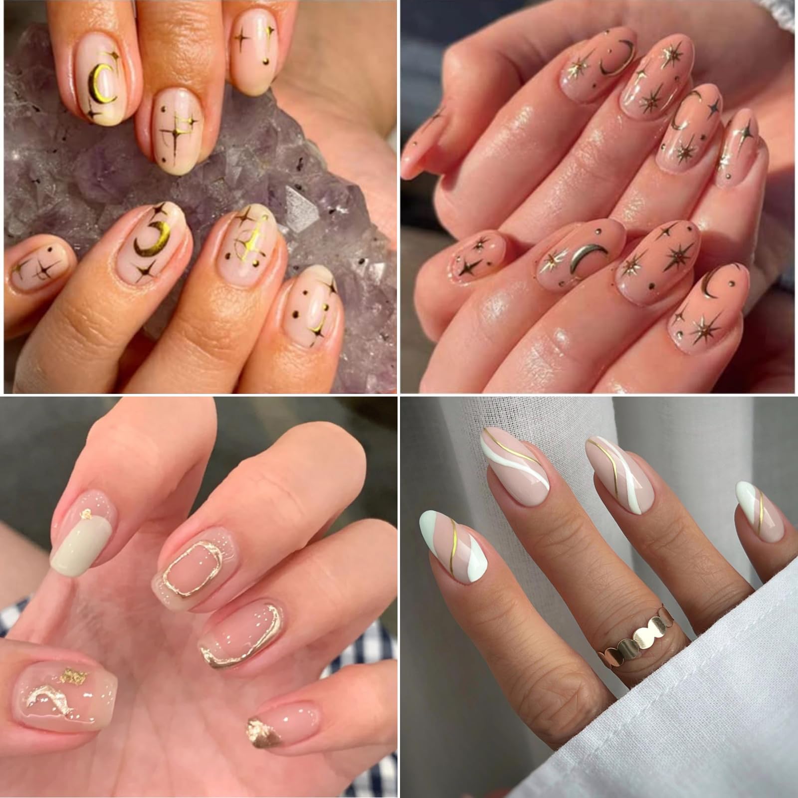 SPLOCUDU gold leaf nail sticker versatile for acrylic and gel nails