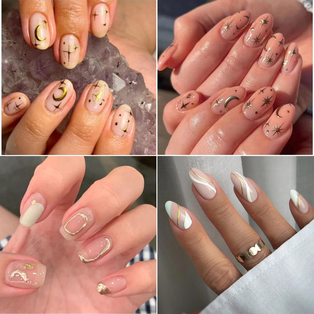 SPLOCUDU gold leaf nail sticker versatile for acrylic and gel nails