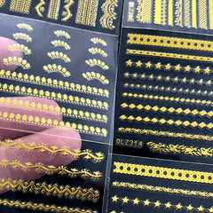 SPLOCUDU gold line line design nail stickers for quick art