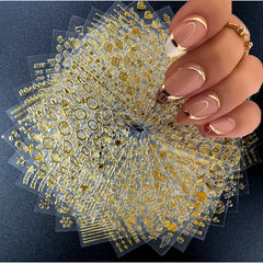 SPLOCUDU gold nail stickers 30 sheets for easy at home nail art