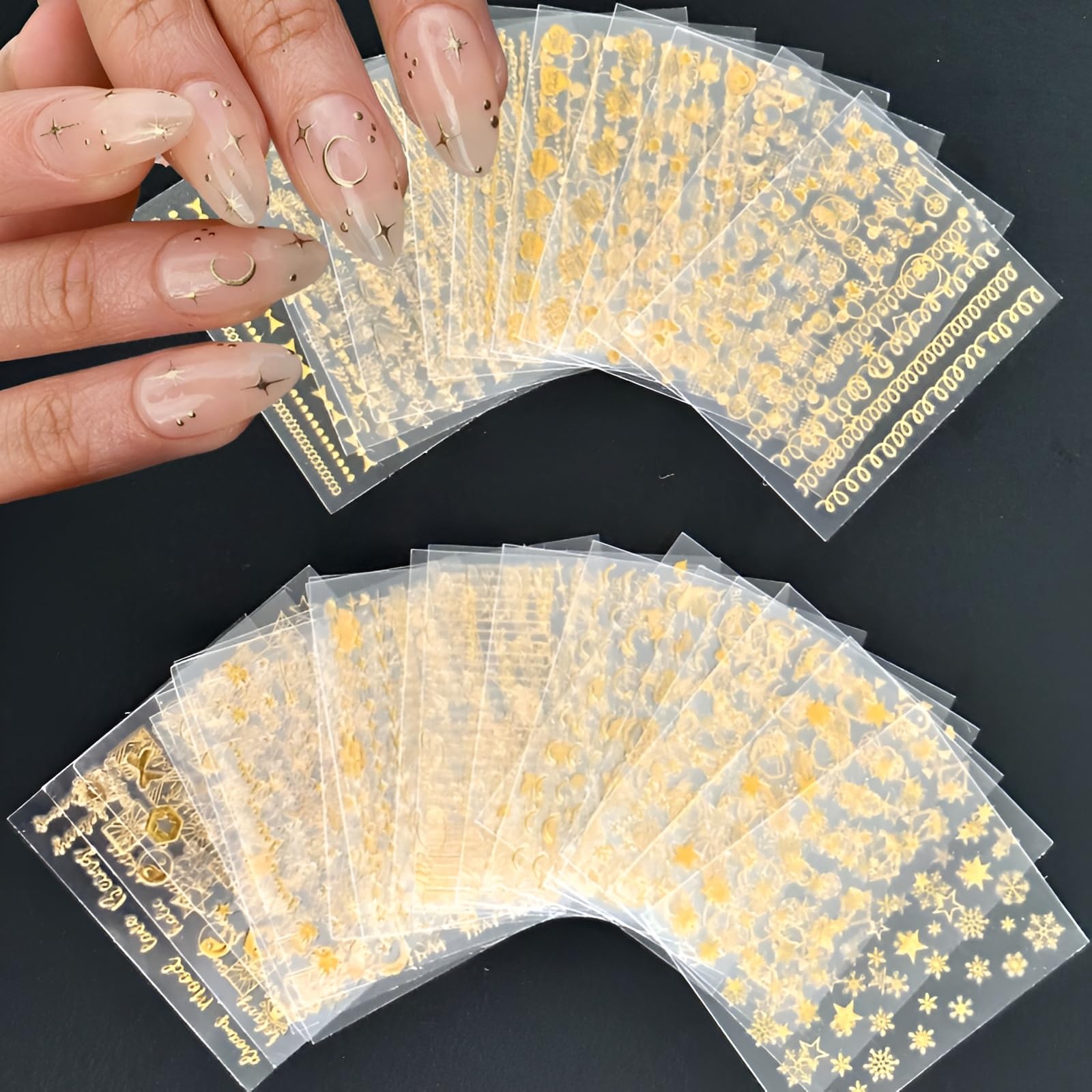 SPLOCUDU snowflake gold nail sticker adds winter sparkle