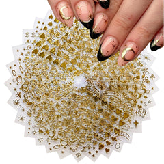 SPLOCUDU gold star line nail stickers closeup for precise design