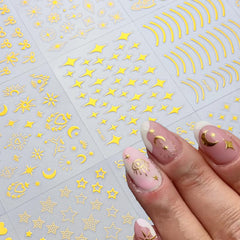 SPLOCUDU gold star line nail stickers on nails with glossy finish