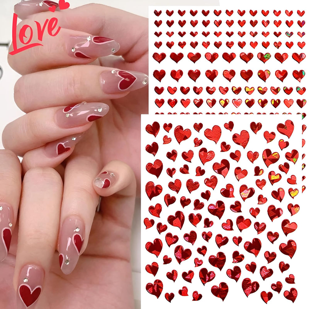 SPLOCUDU valentines heart decals for professional or home use, quick 3D nail art