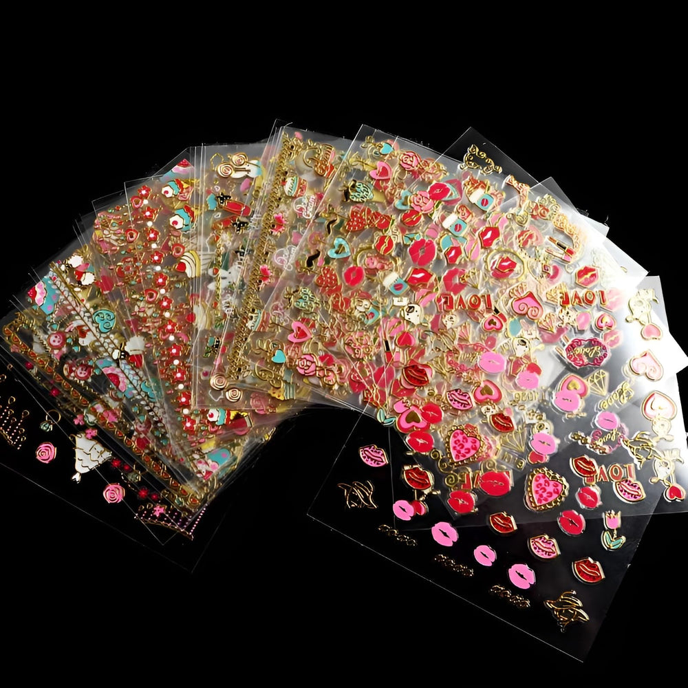 SPLOCUDU rose motif stickers add elegant detail to nails.