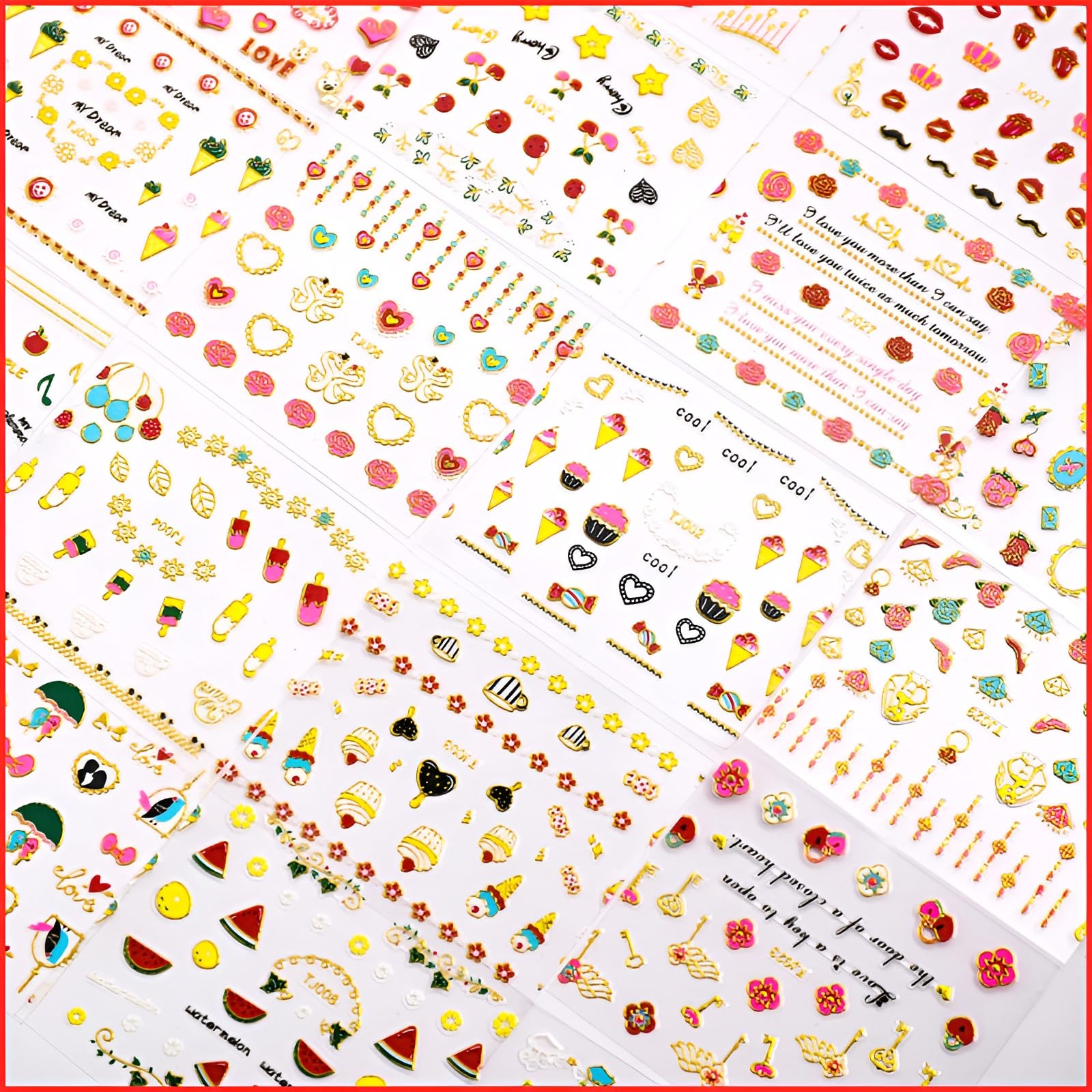 SPLOCUDU strawberry design decals for playful DIY manicures.