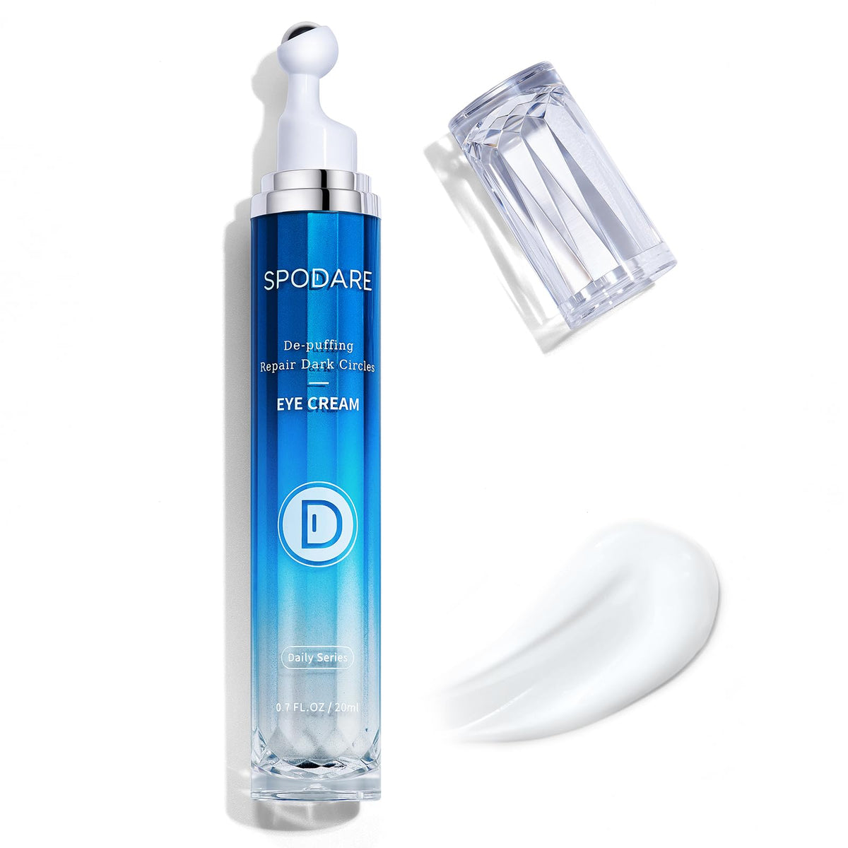 SPODARE caffeine eye cream with 360° roller for cooling application and even coverage