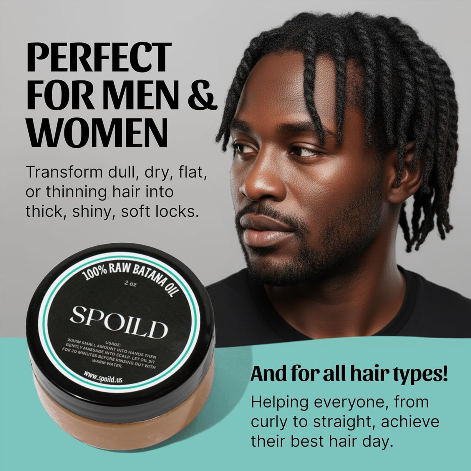 Spoild Batana Oil hair shine after application prompts healthy-looking strands.