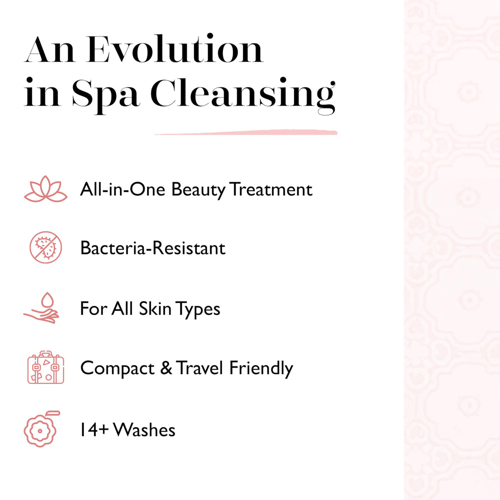 Infused Bulgarian rose extracts decorate the buffer surface for luxury feel.