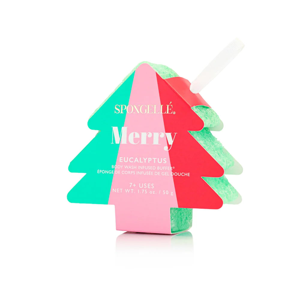 Spongellé Holly Garland buffer, festive scent for cozy at home pampering.