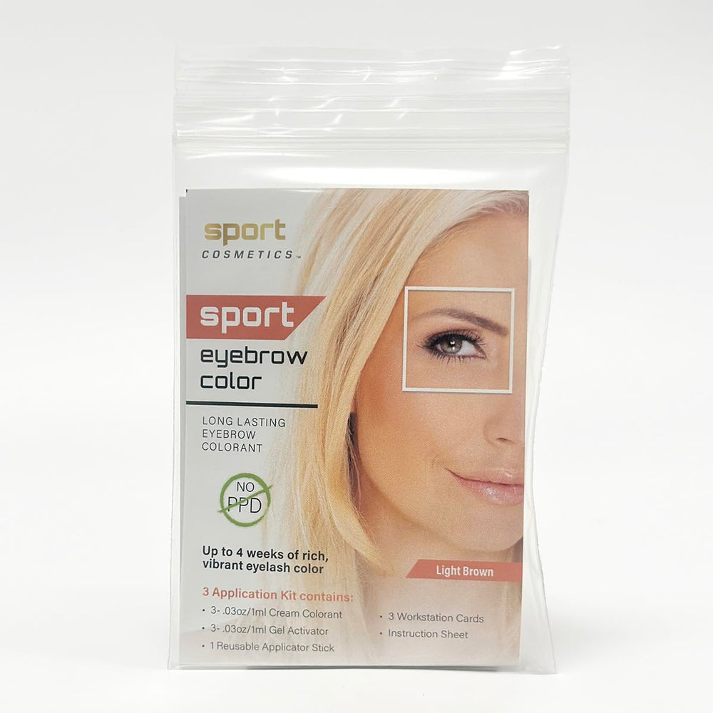 Sport Cosmetics eyebrow color Light Brown long-lasting color for quick routines.