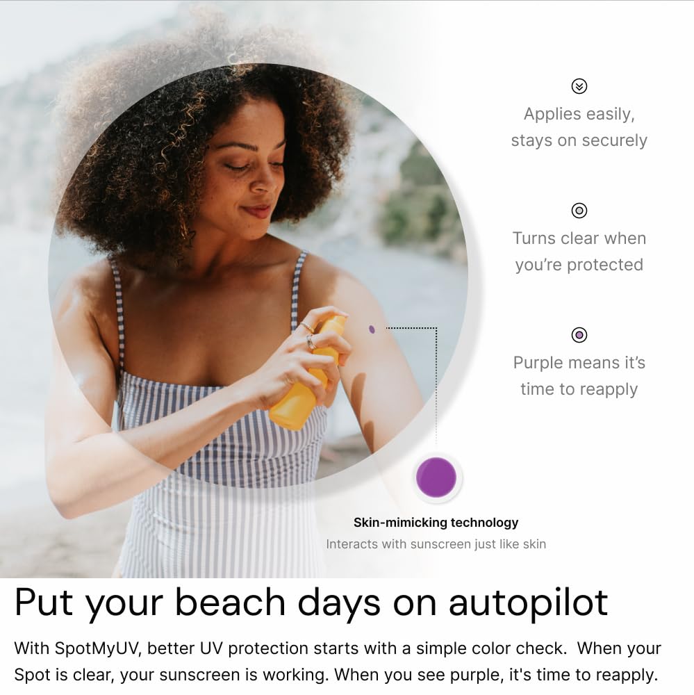 SpotMyUV color change from clear to purple signals reapplication needs outdoors