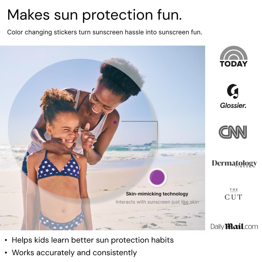 SpotMyUV durable sticker withstands sand and water during beach play