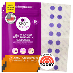 SpotMyUV packaging with UV-detection stickers for outdoor protection.