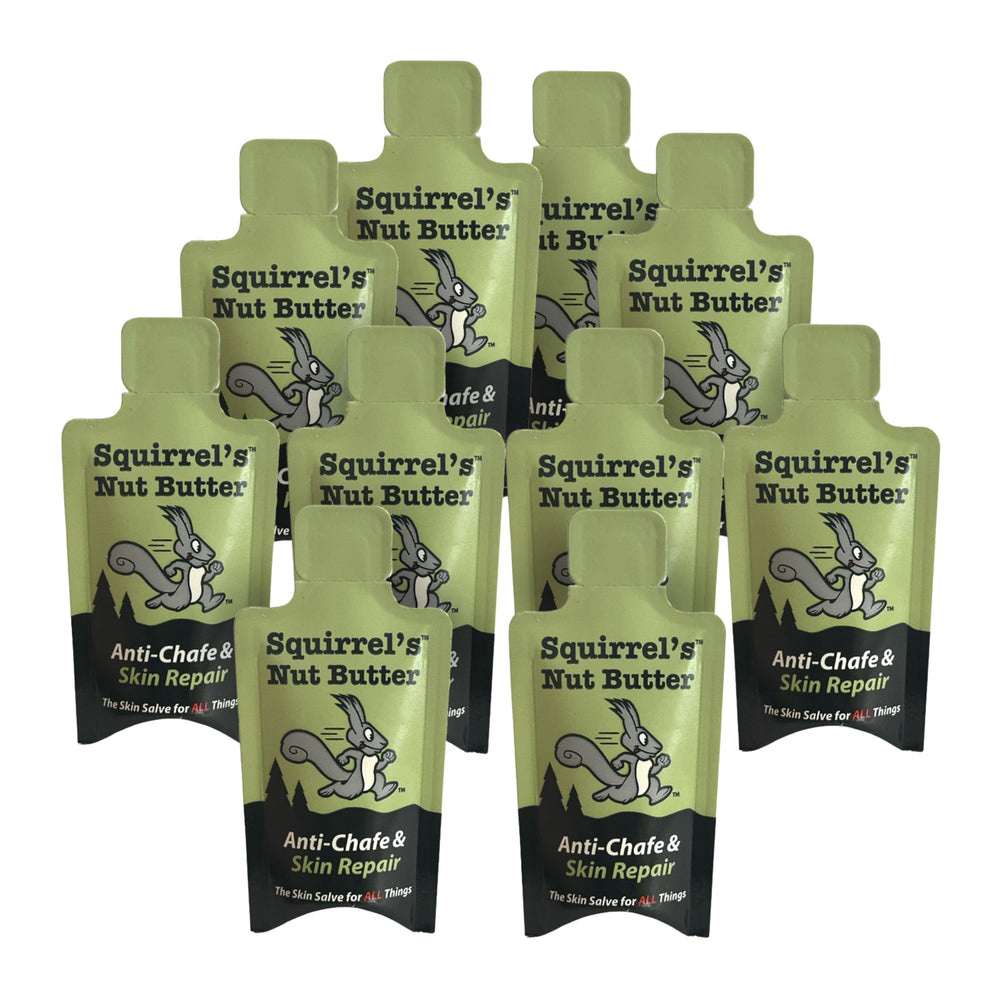 Squirrel's Nut Butter 9ml adventure packet close-up for mess-free on-the-go use