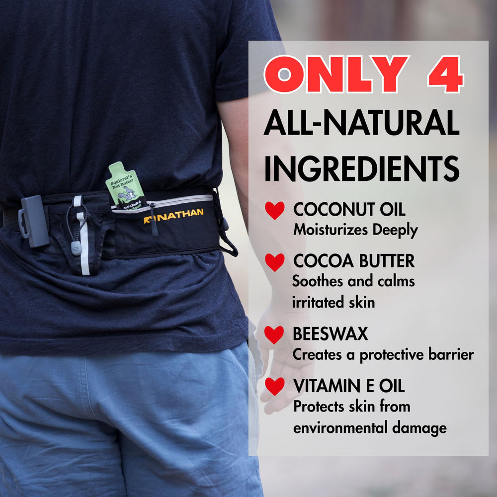 Squirrel's Nut Butter anti-chafe application on skin supports smooth movement