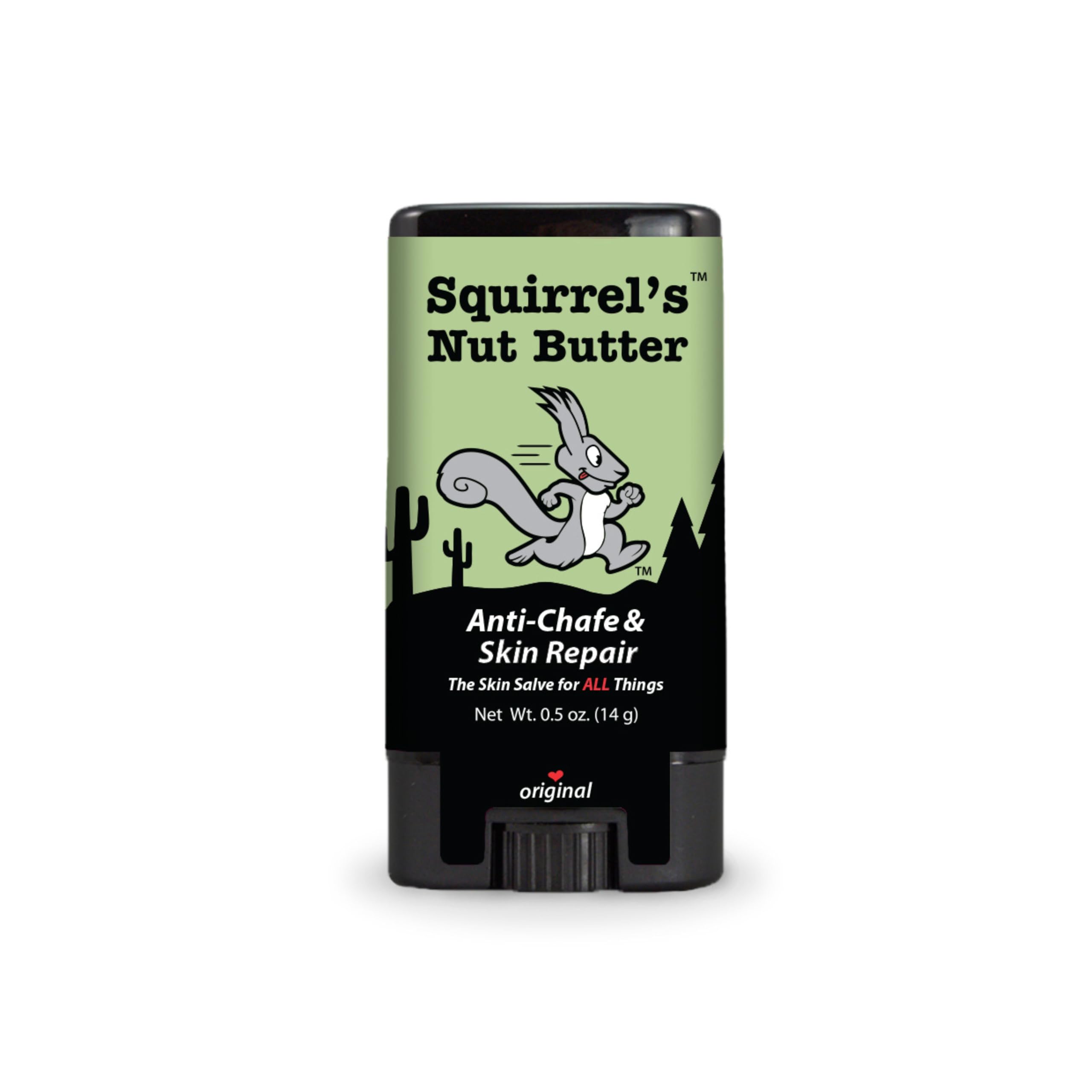 Squirrel's Nut Butter travel-size anti-chafe stick provides smooth, chafe-free skin on the go.