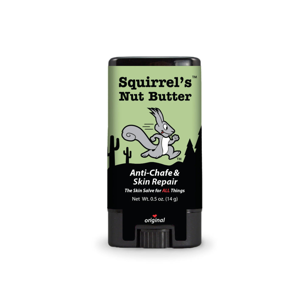 Squirrel's Nut Butter travel-size anti-chafe stick provides smooth, chafe-free skin on the go.