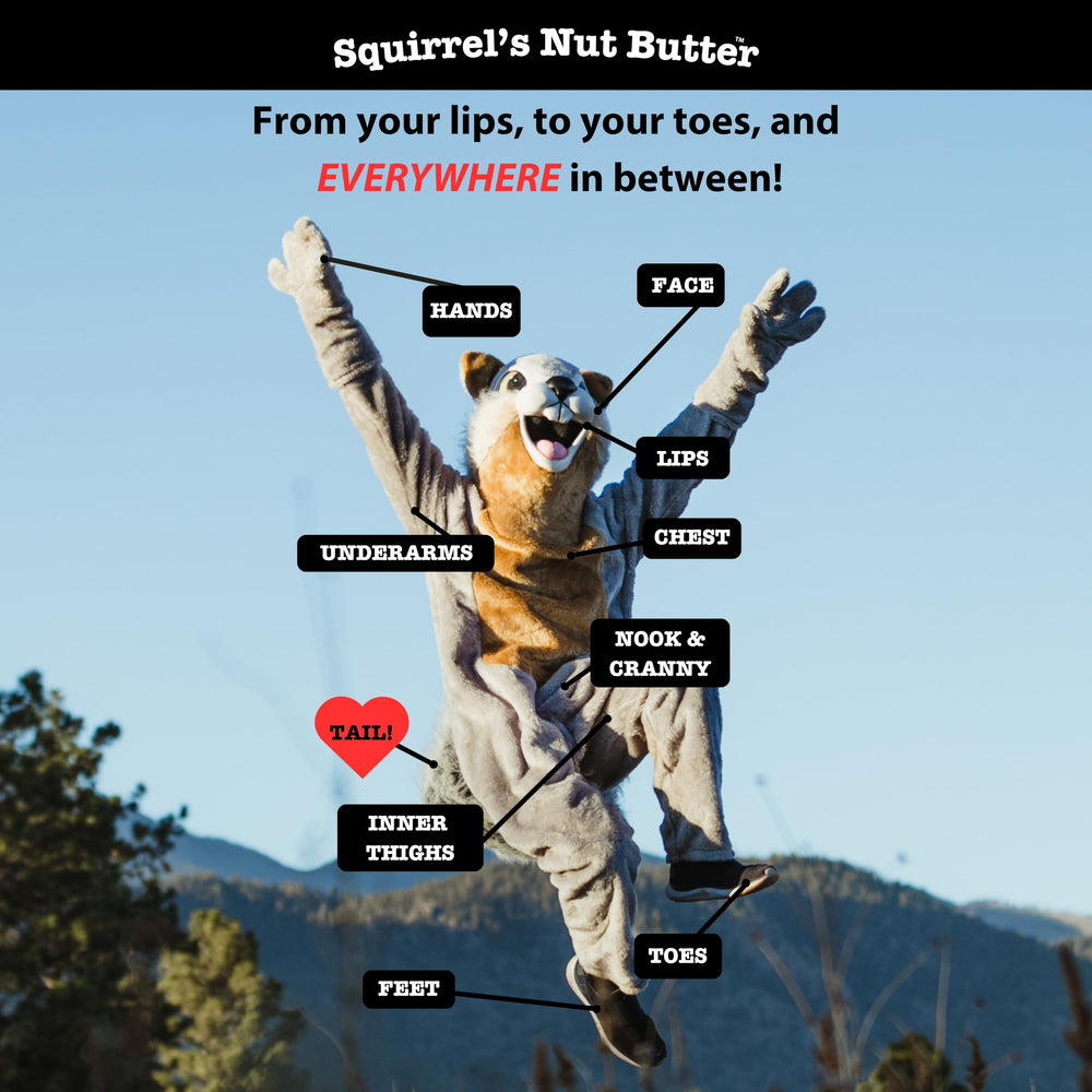Athlete on trail uses Squirrel's Nut Butter for chafe protection