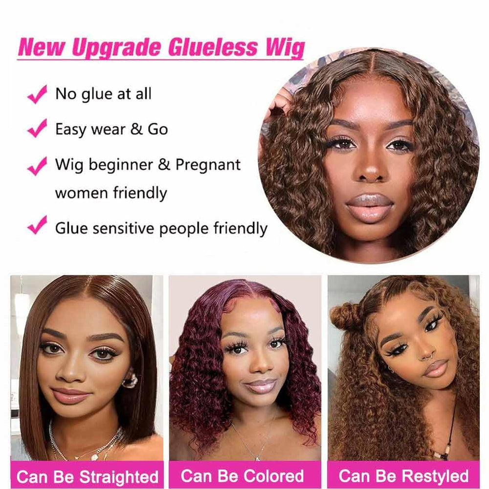 Srakuw water wave bob wig 16 inch provides soft shine and movement.