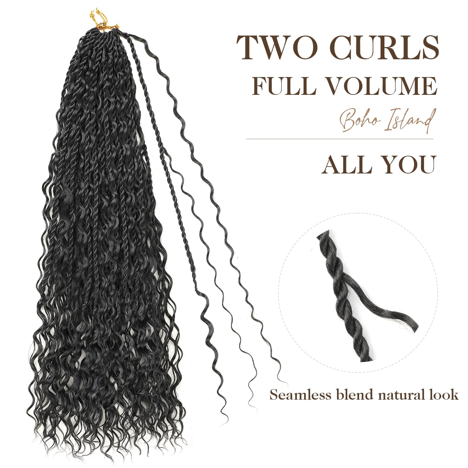 Srcdtvlk Boho Island Twist 24in full-head wear demonstrates natural movement
