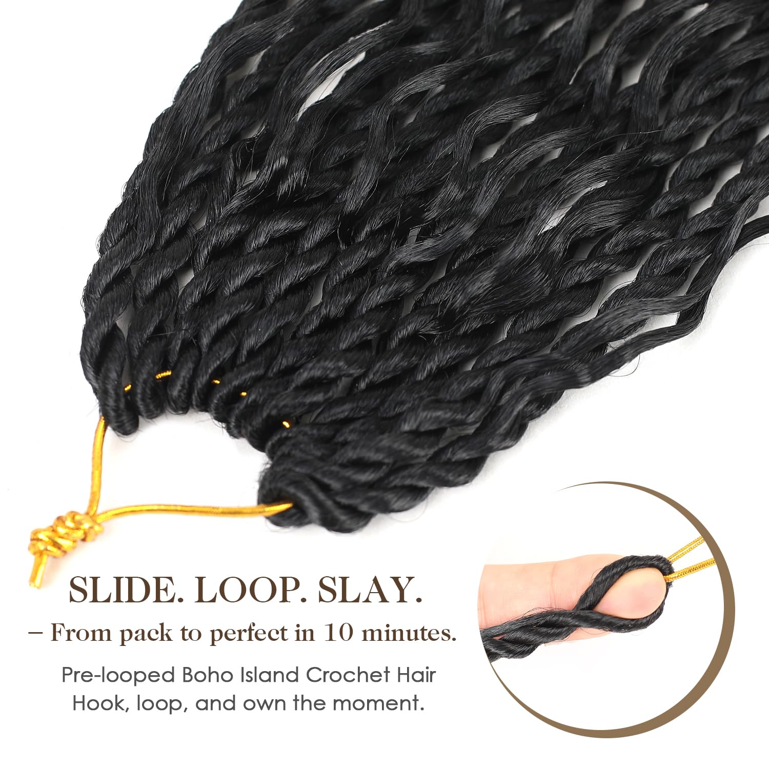 Srcdtvlk Boho Island Twist 24in pre-looped close-up for quick installation