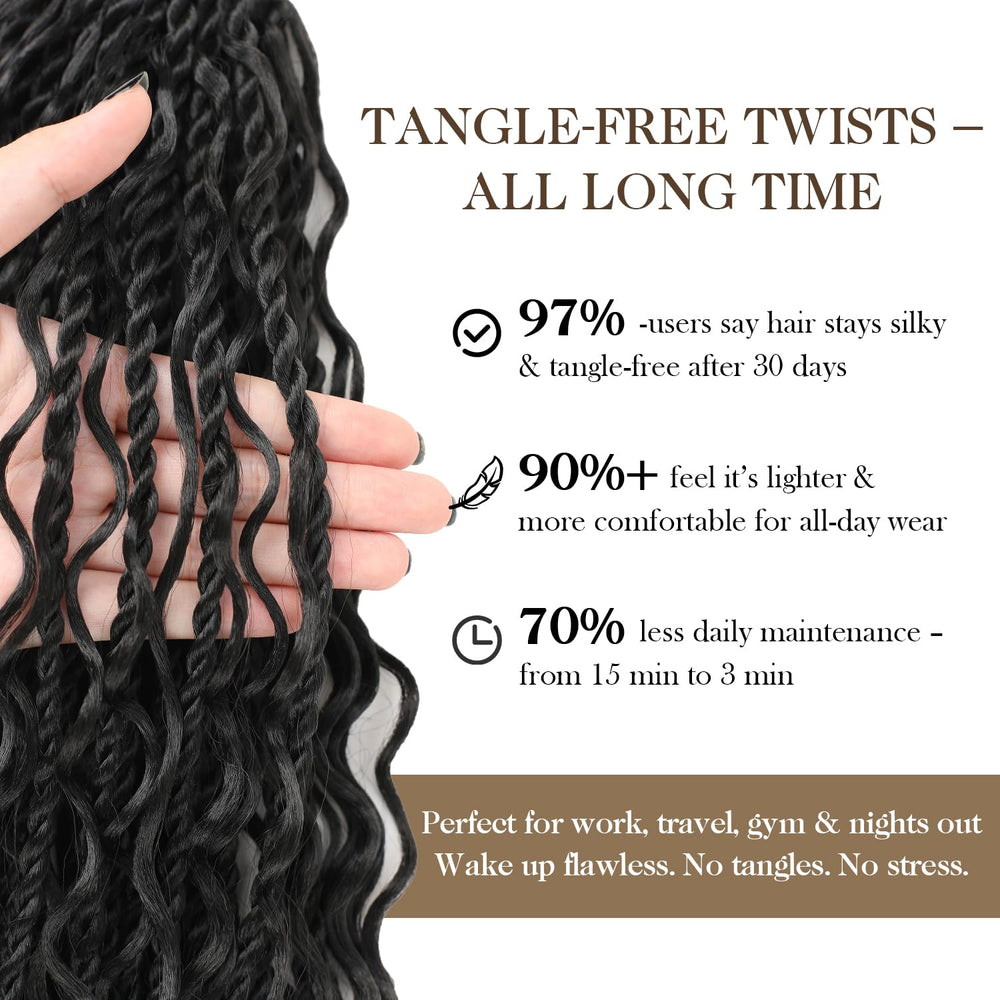 Srcdtvlk Boho Island Twist 24in two-curls volume on model for airy comfort