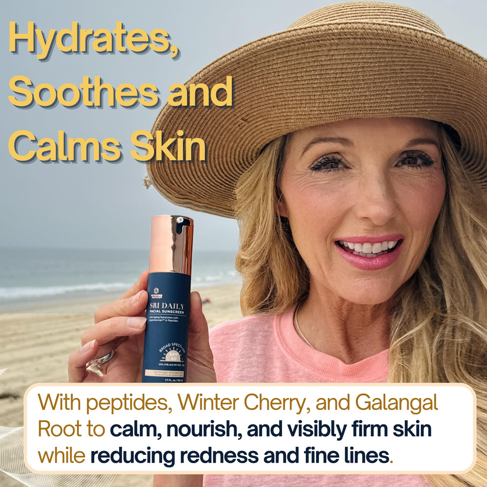 Applying SRILabs sunscreen shows quick-absorbing, lightweight formula in action.