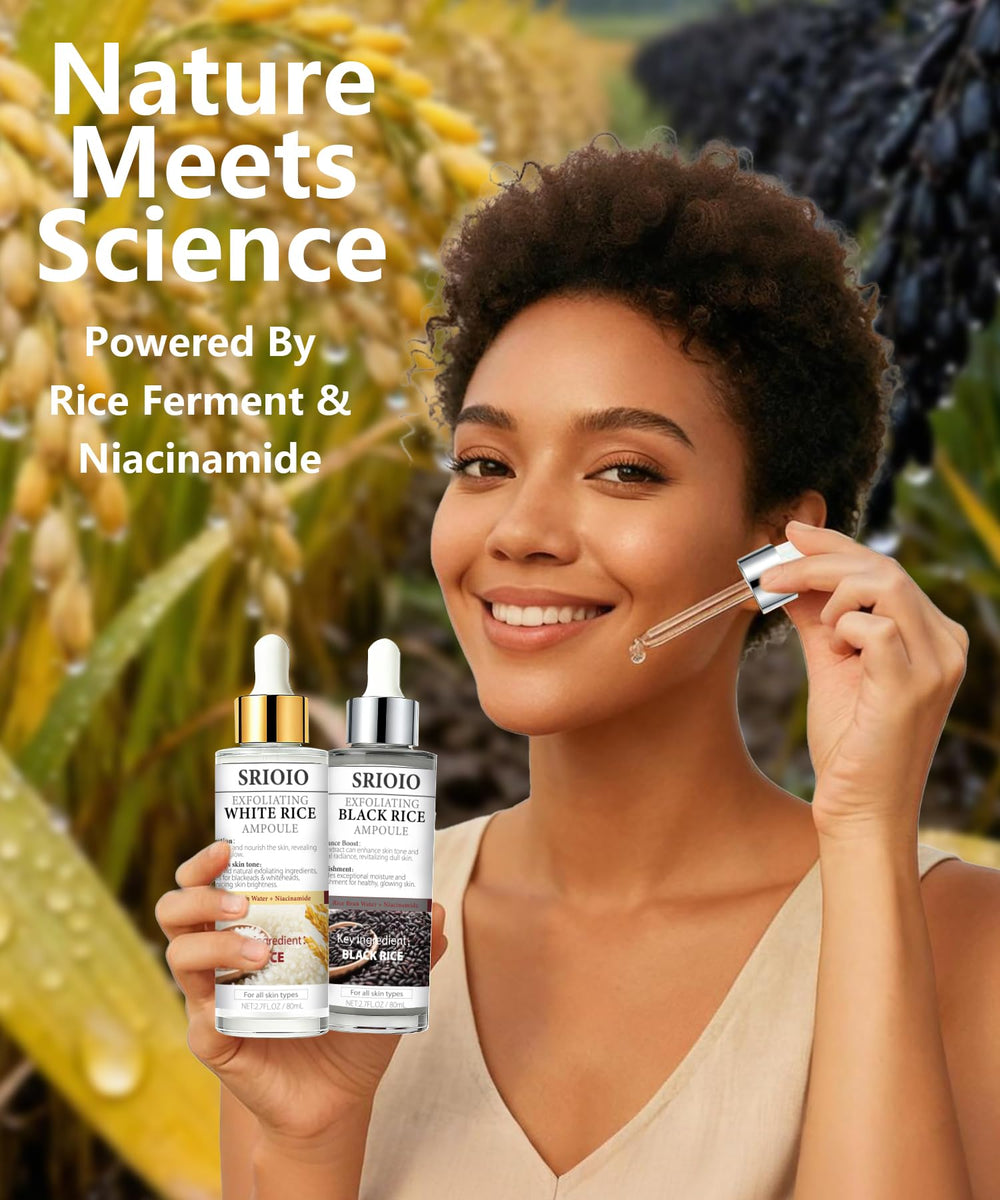 SRIOIO rice exfoliation essence texture close-up showing smooth gel.