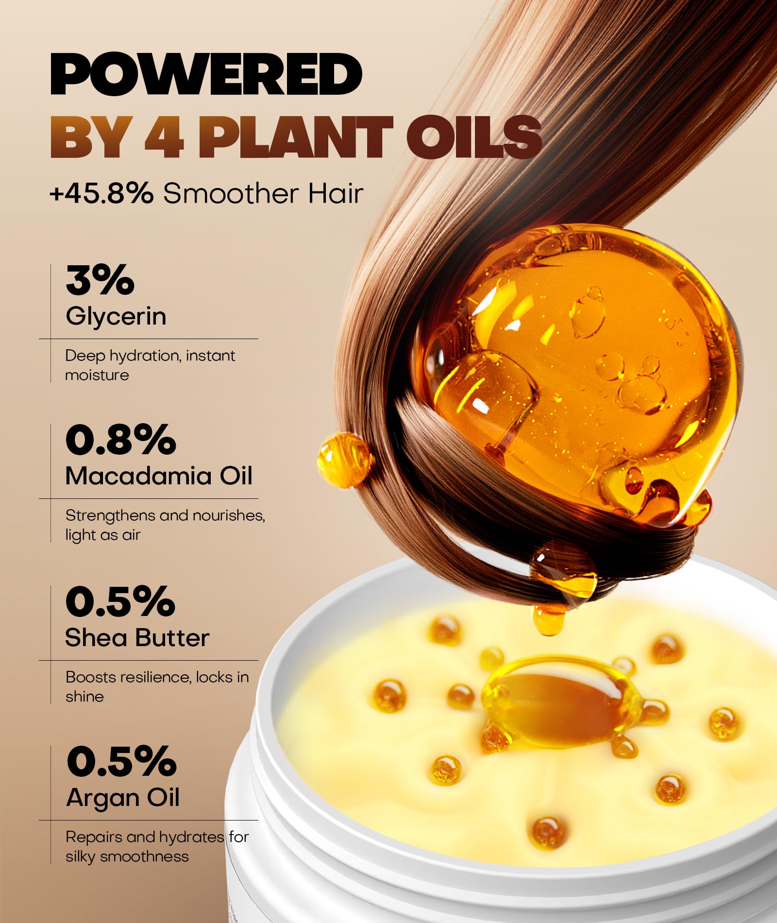 Srripo Moroccan and avocado oils blend delivering shine and frizz control.