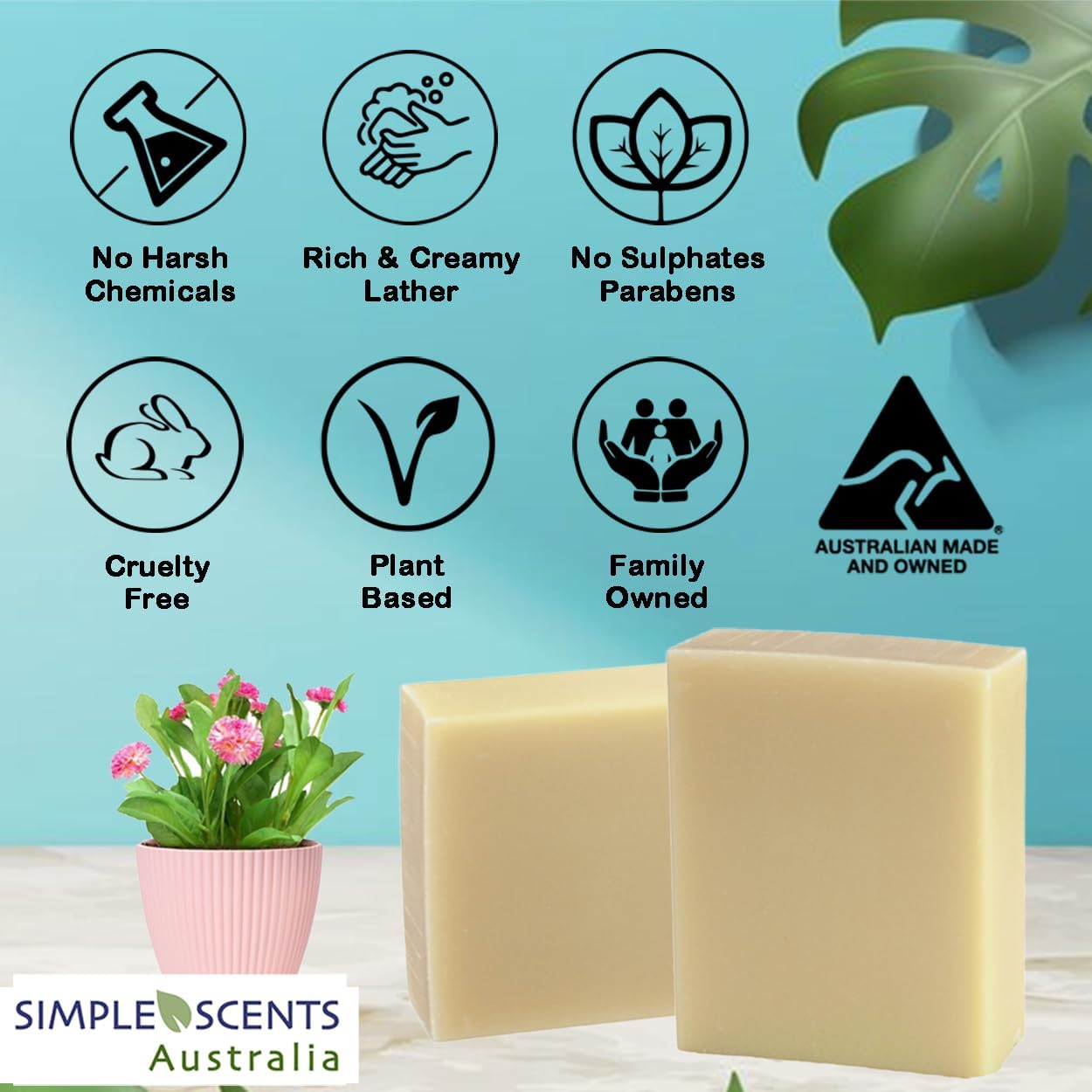 SSA coconut vanilla soap bar shows creamy lather for pampering skin.